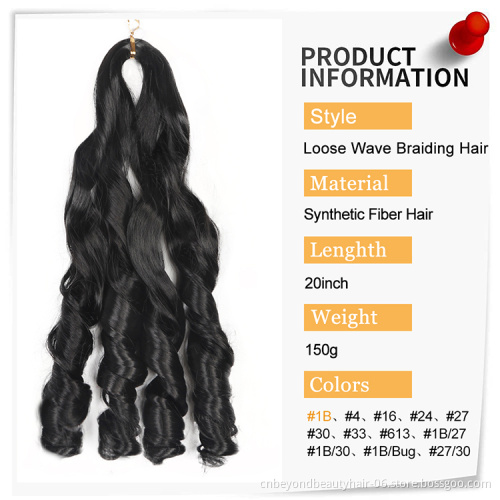 Free Sample Silky Pony Style Wavy Braiding  Hair Spiral Curly Hair Extensions French Curls Synthetic Curly Braiding Hair
